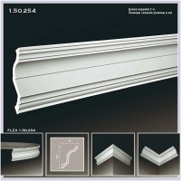 Плинтус потолочный без орнамента Гибкий1.50.254F